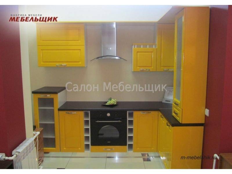 желтая угловая кухня из мдф в Саранске