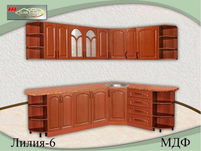 кухня угловая лилия 6 (мдф) в Саранске