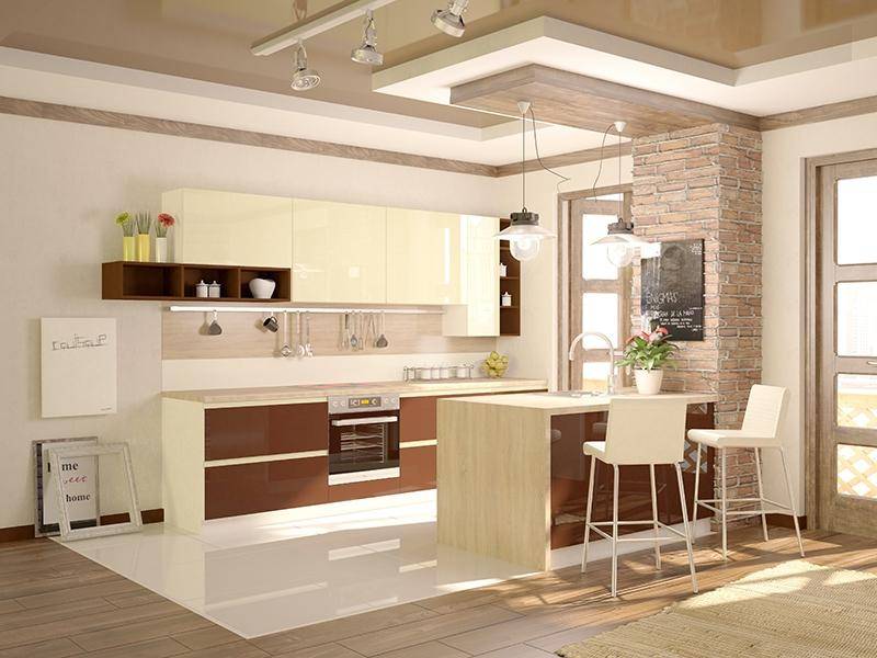 светлая кухня с островом латте small в Саранске
