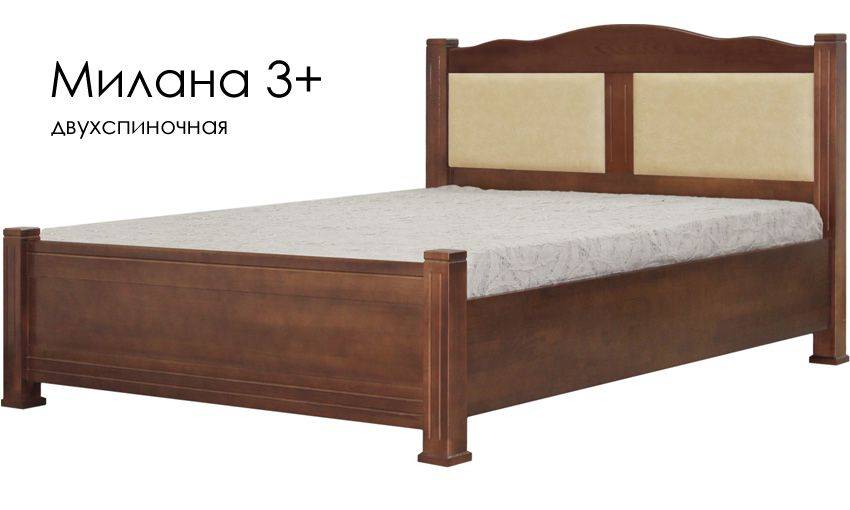 кровать милана 3+ из массива сосны со вставками из экокожи в Саранске