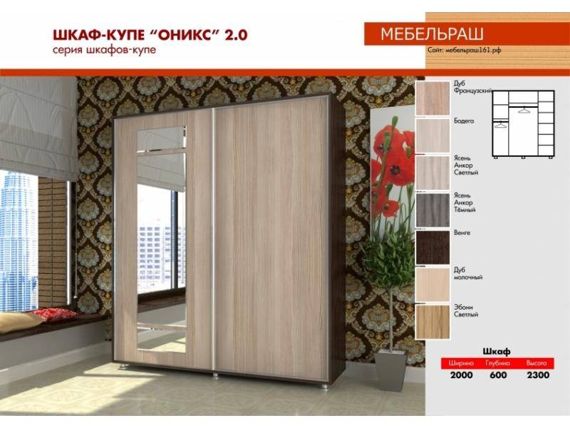 прямой шкаф-купе оникс 2.0 а в Саранске