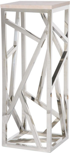консоль geometric высокая 40x40x110 хром, белая столешница в Саранске