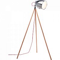 торшер chromatic tripod хром на деревянном основании в Саранске