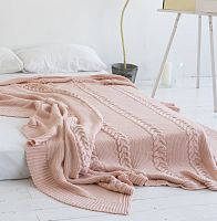 комплект плед с косами (180*220) и 2 наволочки (50*50) св. персик в Саранске