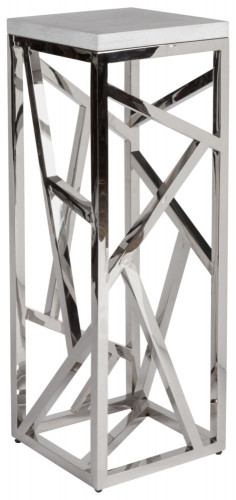 консоль geometric высокая 40x40x110 металл, белая столешница в Саранске