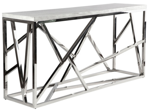 консоль geometric 180x50x90 хром, белая столешница в Саранске