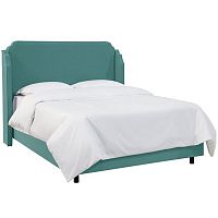 кровать двуспальная с мягкой спинкой 160х200 зеленая aurora wingback teal в Саранске