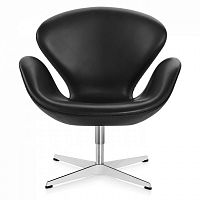 кресло swan chair кожа черное в Саранске