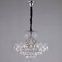подвесная люстра eurosvet crystal 10080/6 хром/прозрачный хрусталь strotskis в Саранске