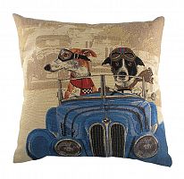 подушка с забавными собаками на синем автомобиле doggie drivers blue в Саранске