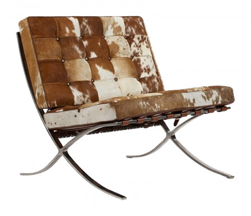 кресло barcelona chair коричнево-белое в Саранске