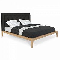 кровать двуспальная с мягким изголовьем 180x200 темно-серая fly soft new в Саранске