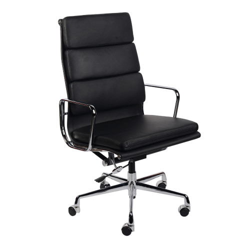кресло eames style на колесиках черная кожа в Саранске