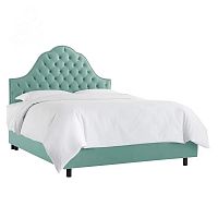 кровать двуспальная 180х200 голубая с каретной стяжкой alina tufted seafoam в Саранске