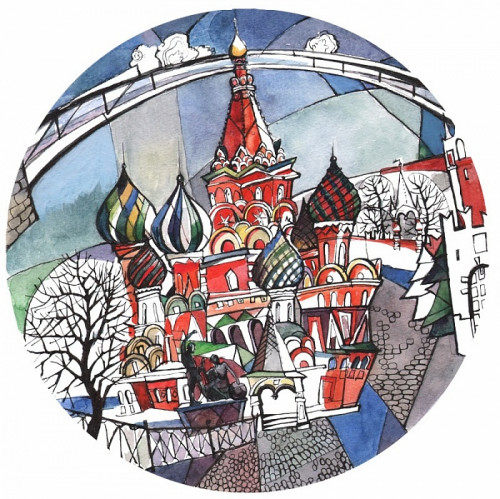 тарелка сувенирная собор василия блаженного. вечер в Саранске