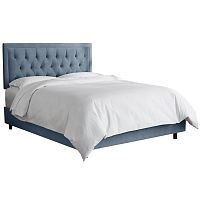 кровать двуспальная 160х200 голубая с каретной стяжкой alix steel blue в Саранске