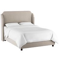 кровать двуспальная с мягкой спинкой 180х200 серая aurora wingback light gray в Саранске